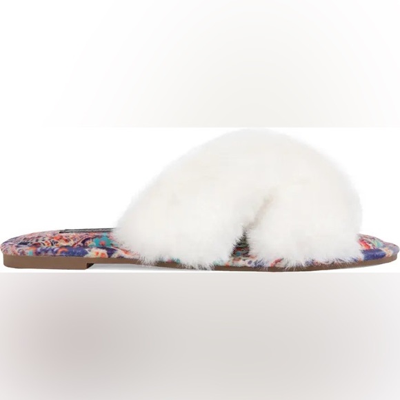 Johnny Was Indi X Faux Fur Trim Slipper size 7 - Picture 7 of 8